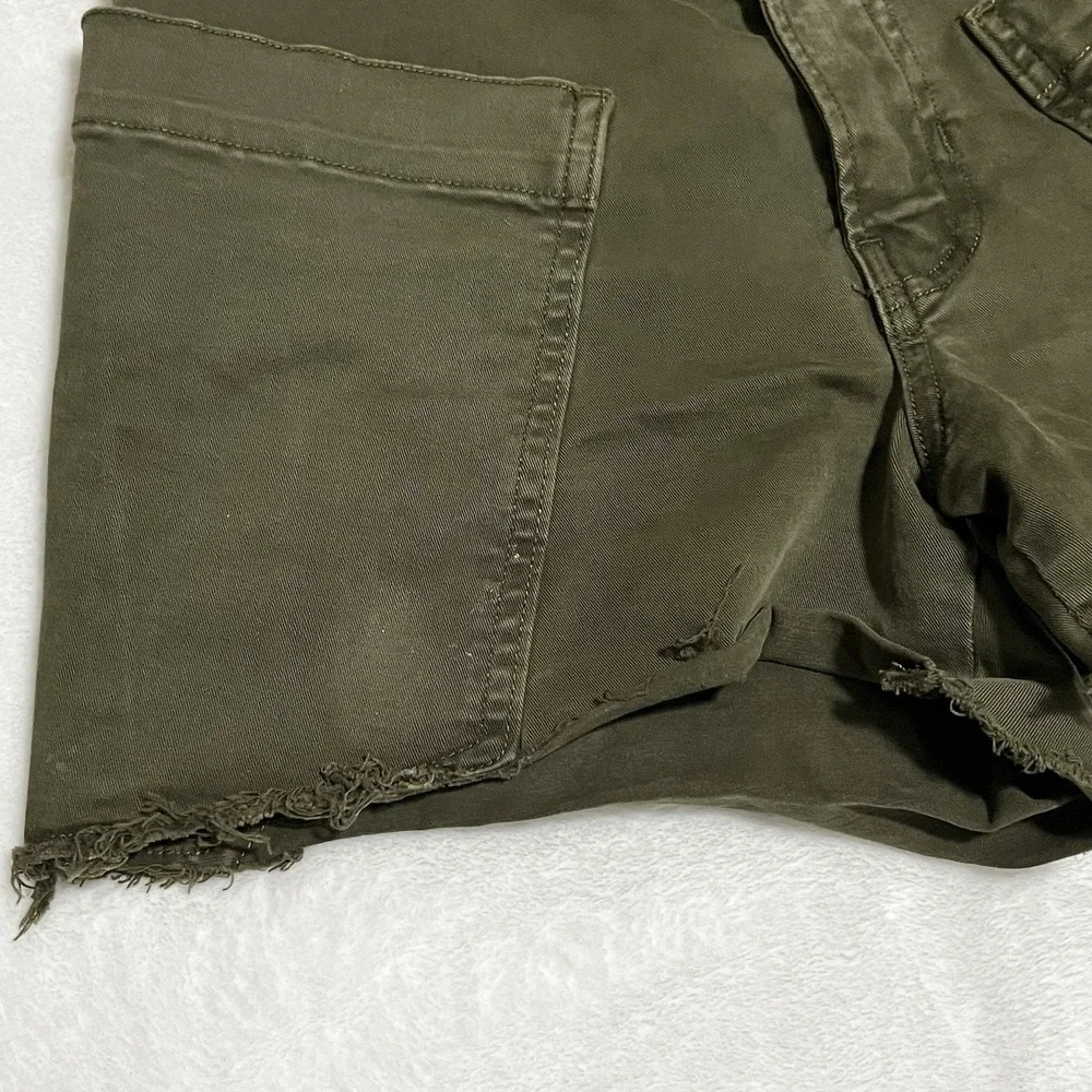 FRAME WASHED FATIGUE HIGH WAIST PATH‎ POCKETS UTILITY SHORTS SIZE 24 Green